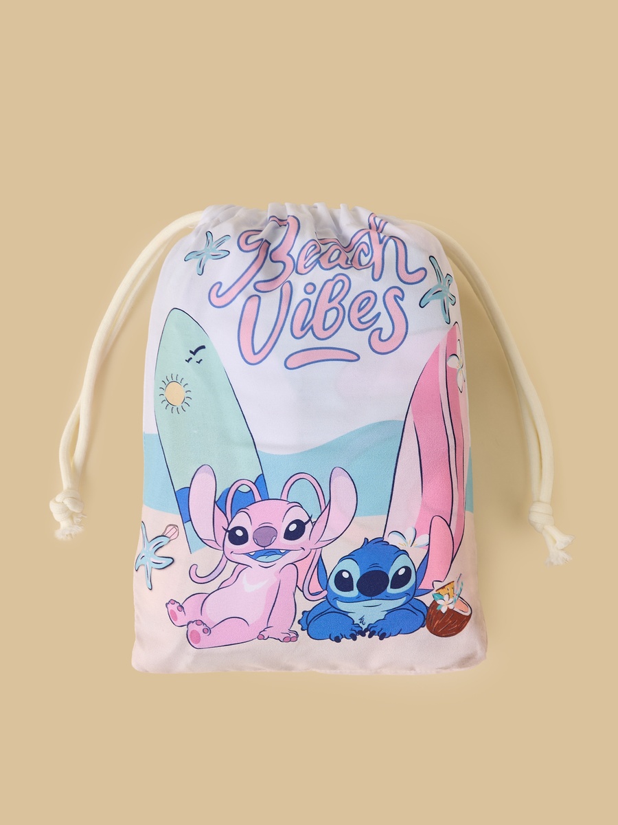 Angel and Stitch Print Towel