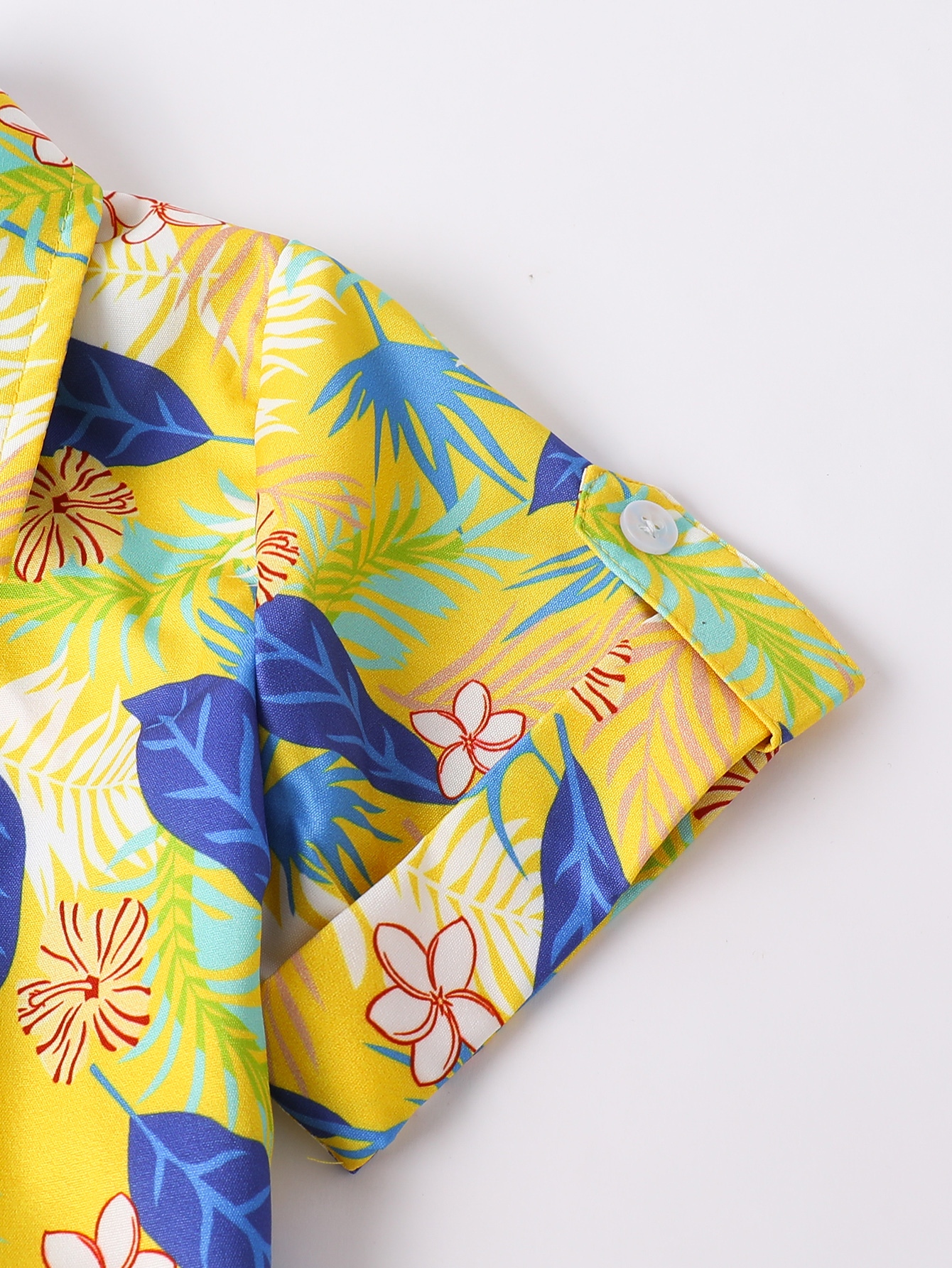Boys Tropical Print Collared Shirt and Shorts Set