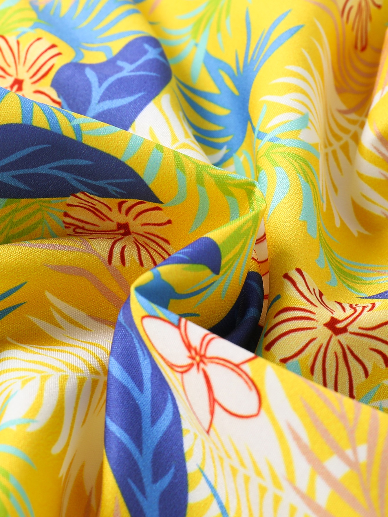 Boys Tropical Print Collared Shirt and Shorts Set