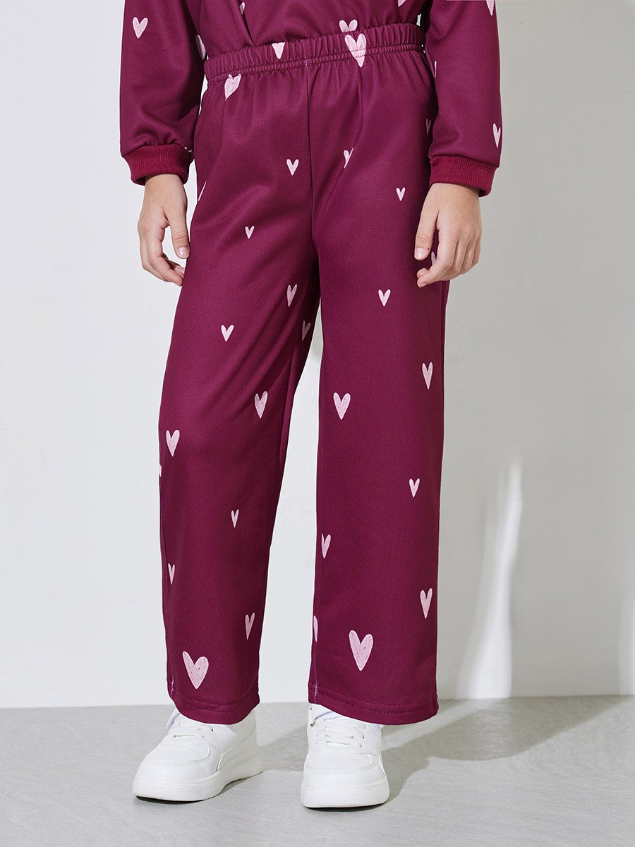 Girls All Over Heart Print Oversized Sweatshirt and Joggers Set