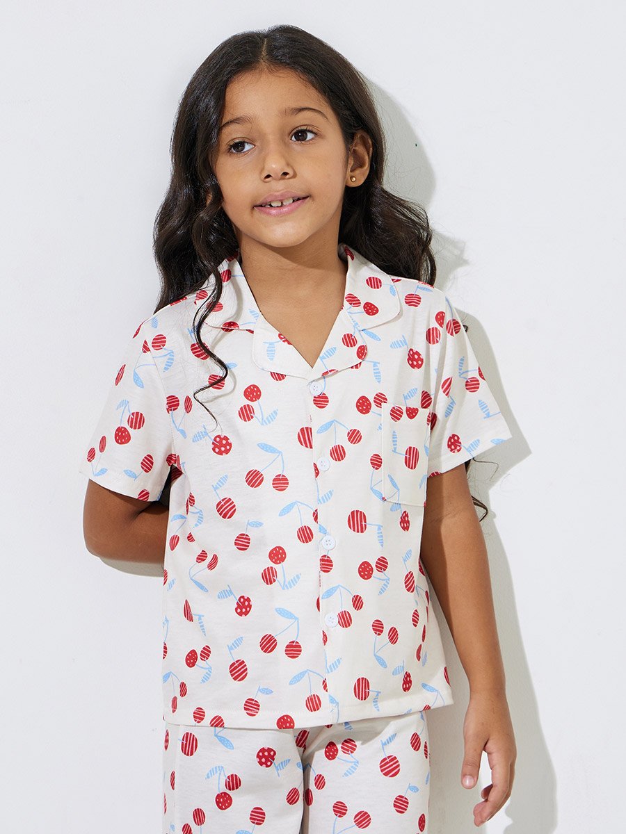Girls All Over Print Shirt and Pyjama Set
