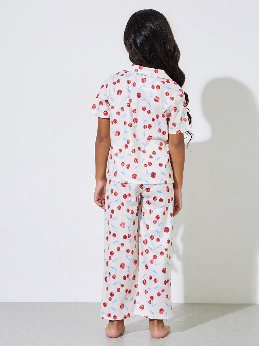 Girls All Over Print Shirt and Pyjama Set
