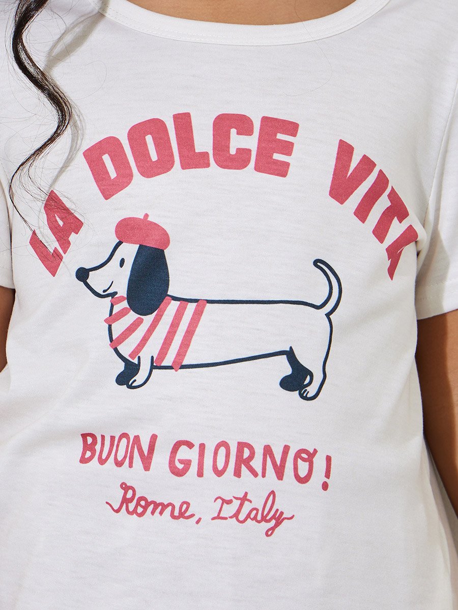 Girls Graphic T-Shirt and Cuffed Pyjama Set