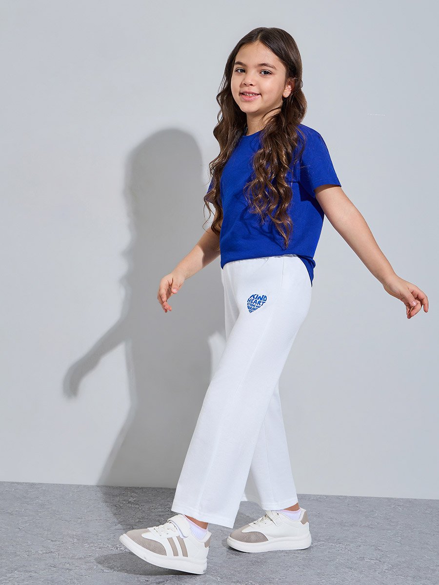 Girls Off-White Graphic Print Wide Leg Jogger Pants