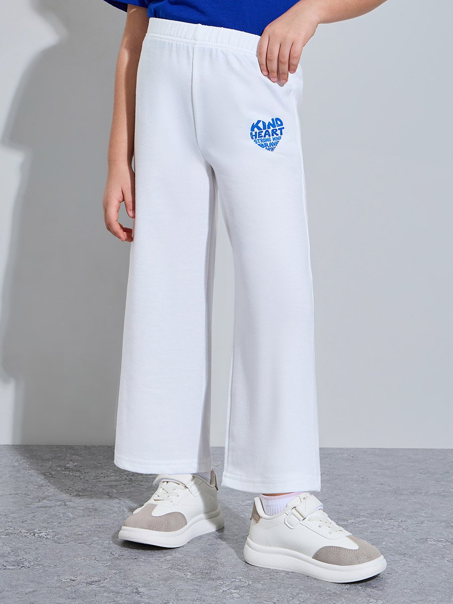 Girls Off-White Graphic Print Wide Leg Jogger Pants