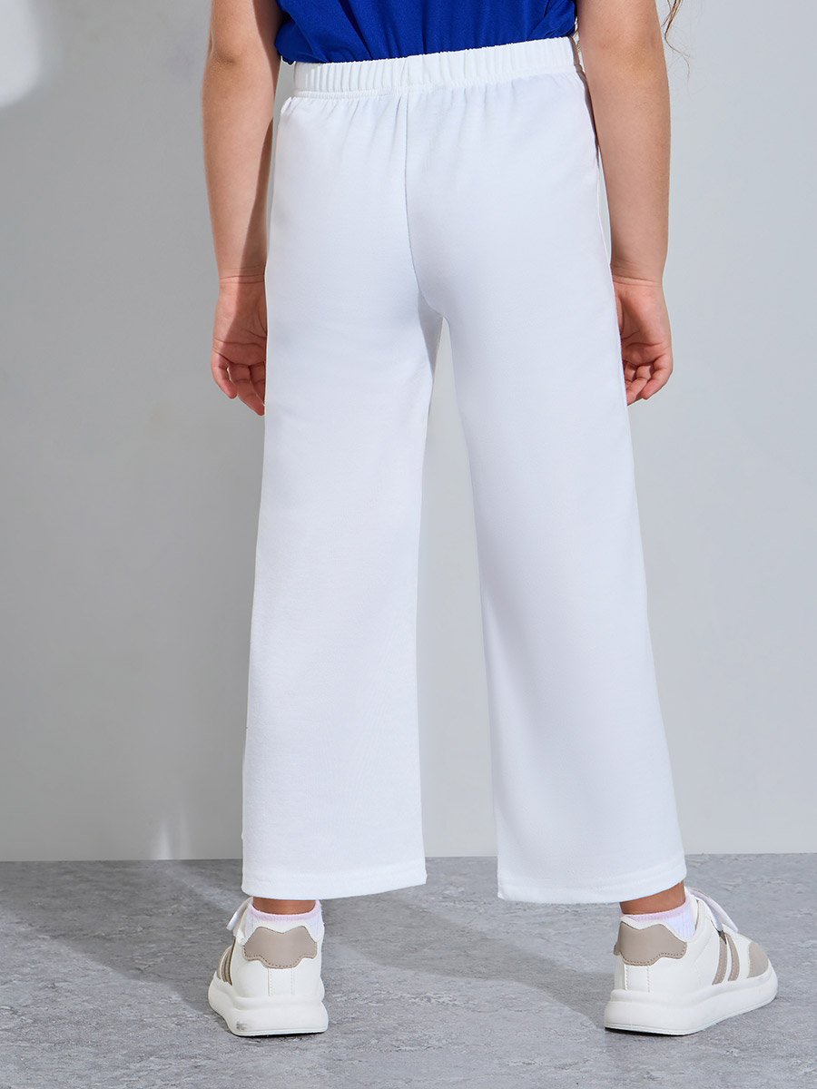 Girls Off-White Graphic Print Wide Leg Jogger Pants