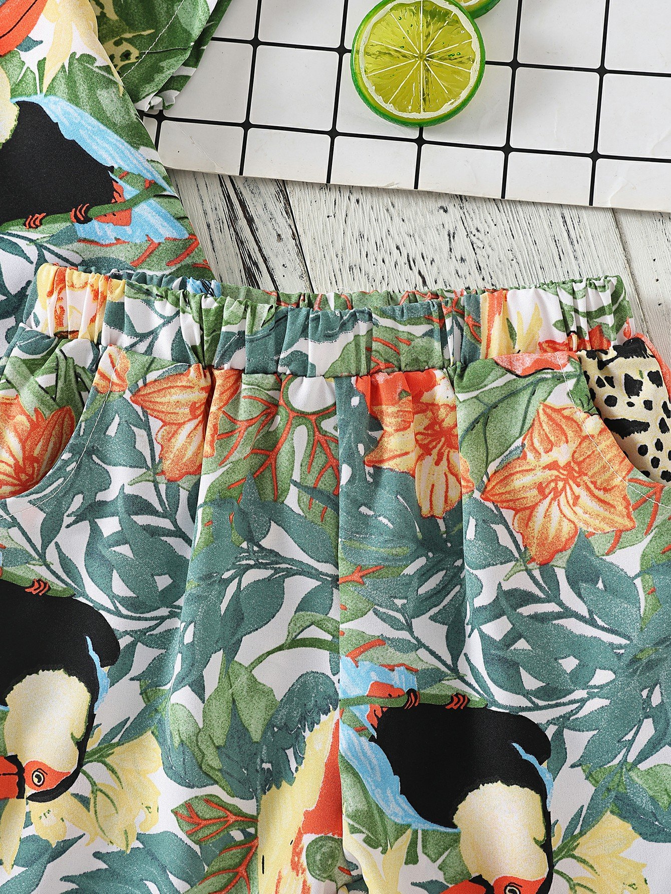 Boys Tropical Toucan Print Shirt And Shorts Set