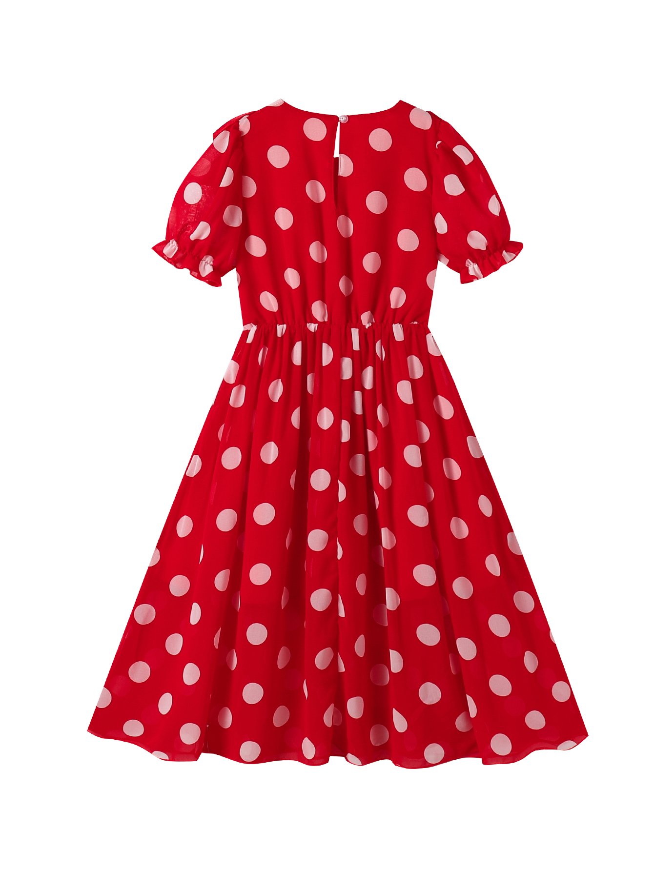 Girls Red Polka Dot A-Line Knee-Length Dress