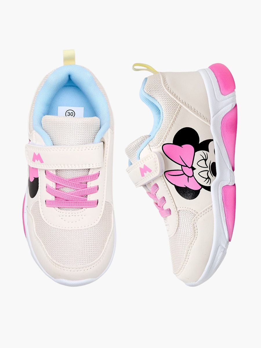 Girls Minnie Mouse Print Light-Up Ankle Sneakers