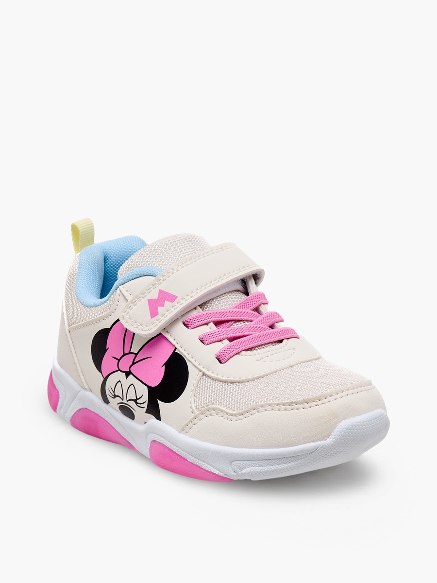 Girls Minnie Mouse Print Light-Up Ankle Sneakers