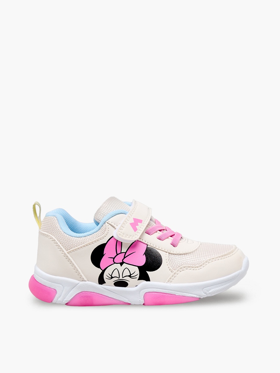 Girls Minnie Mouse Print Light-Up Ankle Sneakers