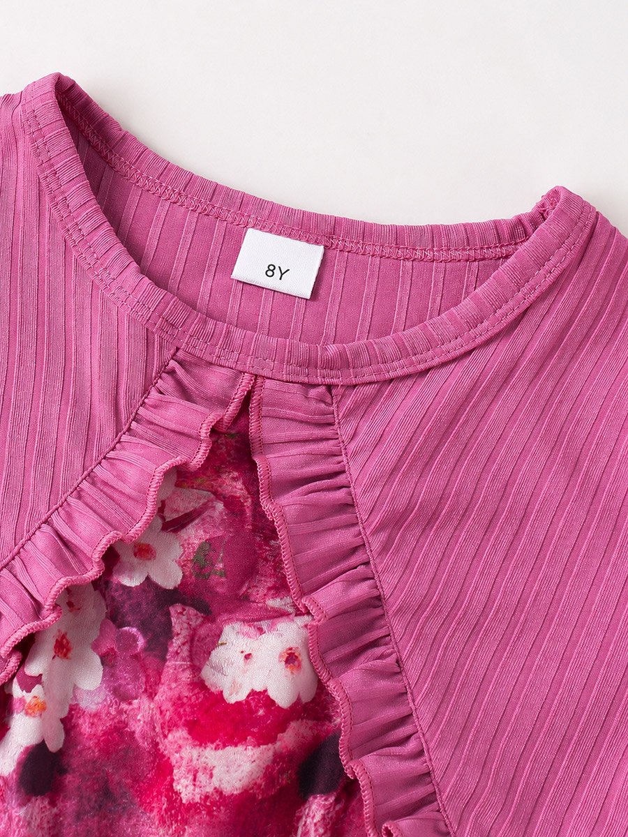 Purple Floral Print Casual Dress
