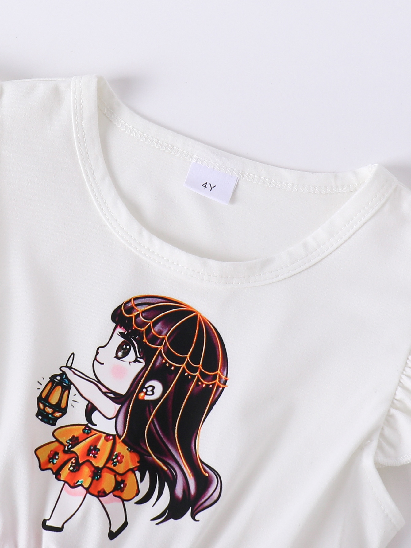 Girls A-Line Knee-Length Dress with Cartoon Print