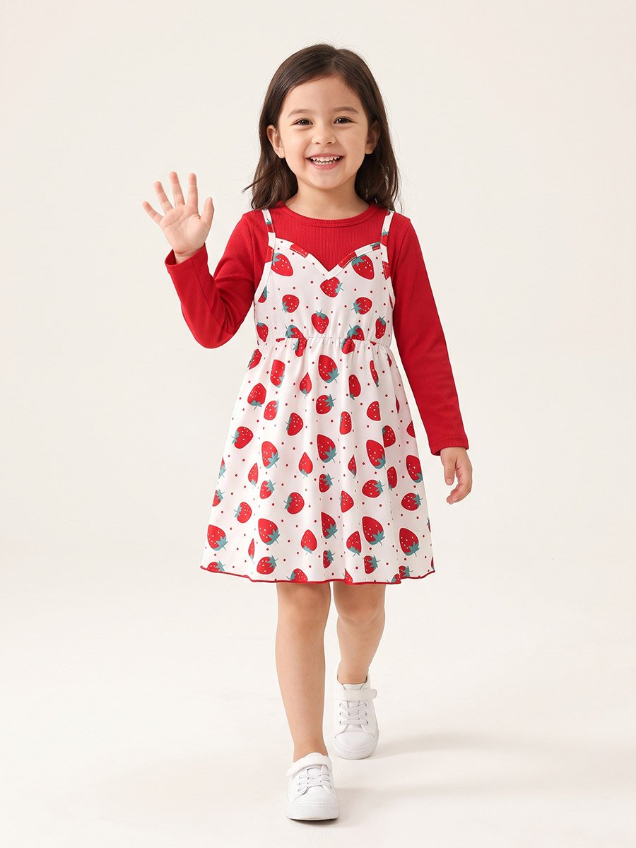 Red Strawberry Print Dress