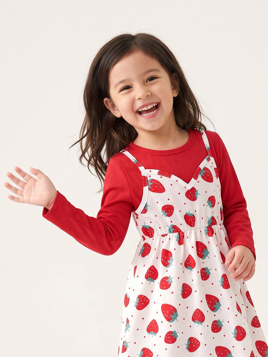 Red Strawberry Print Dress