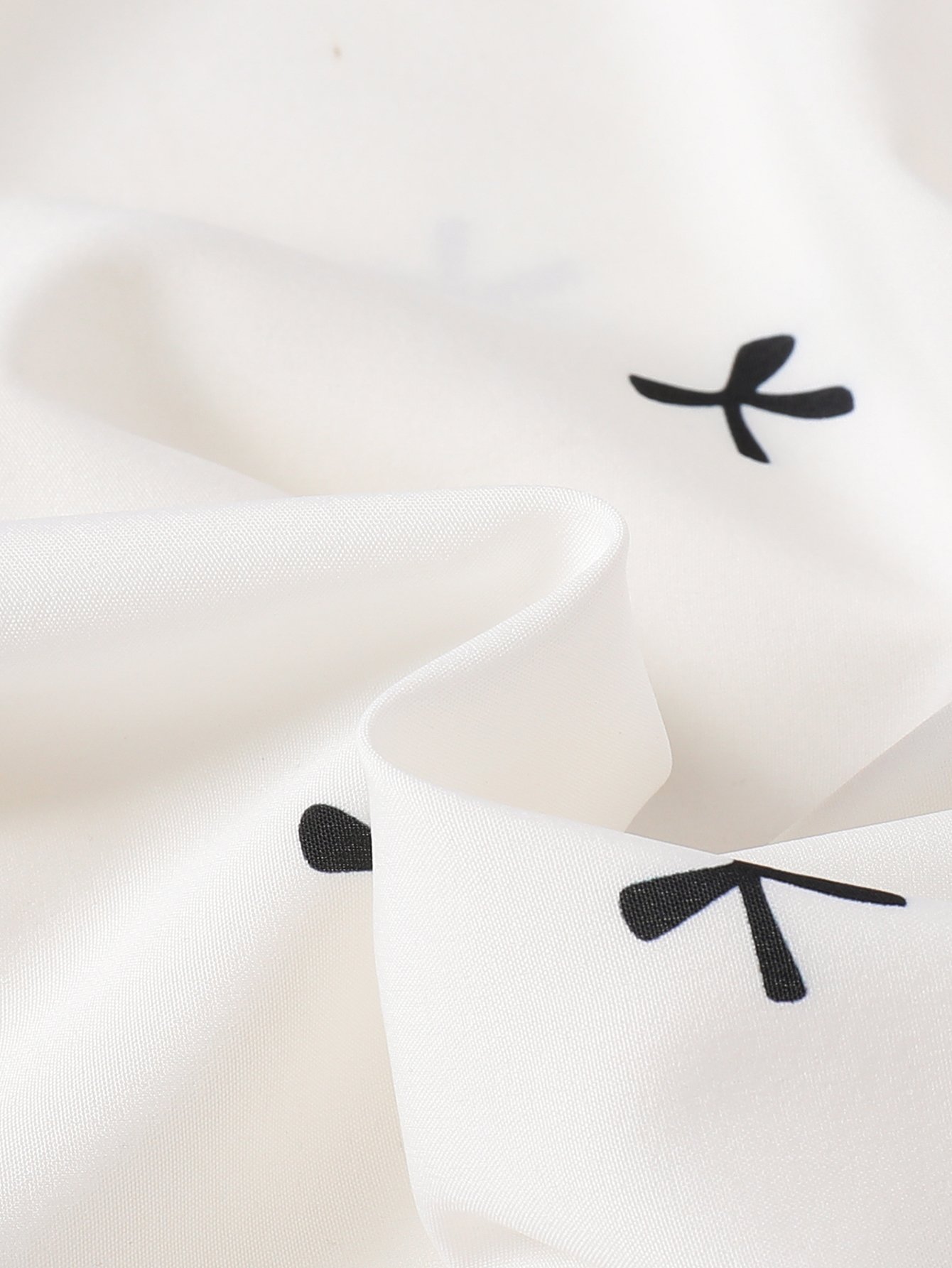 White Bow Print Casual Dress