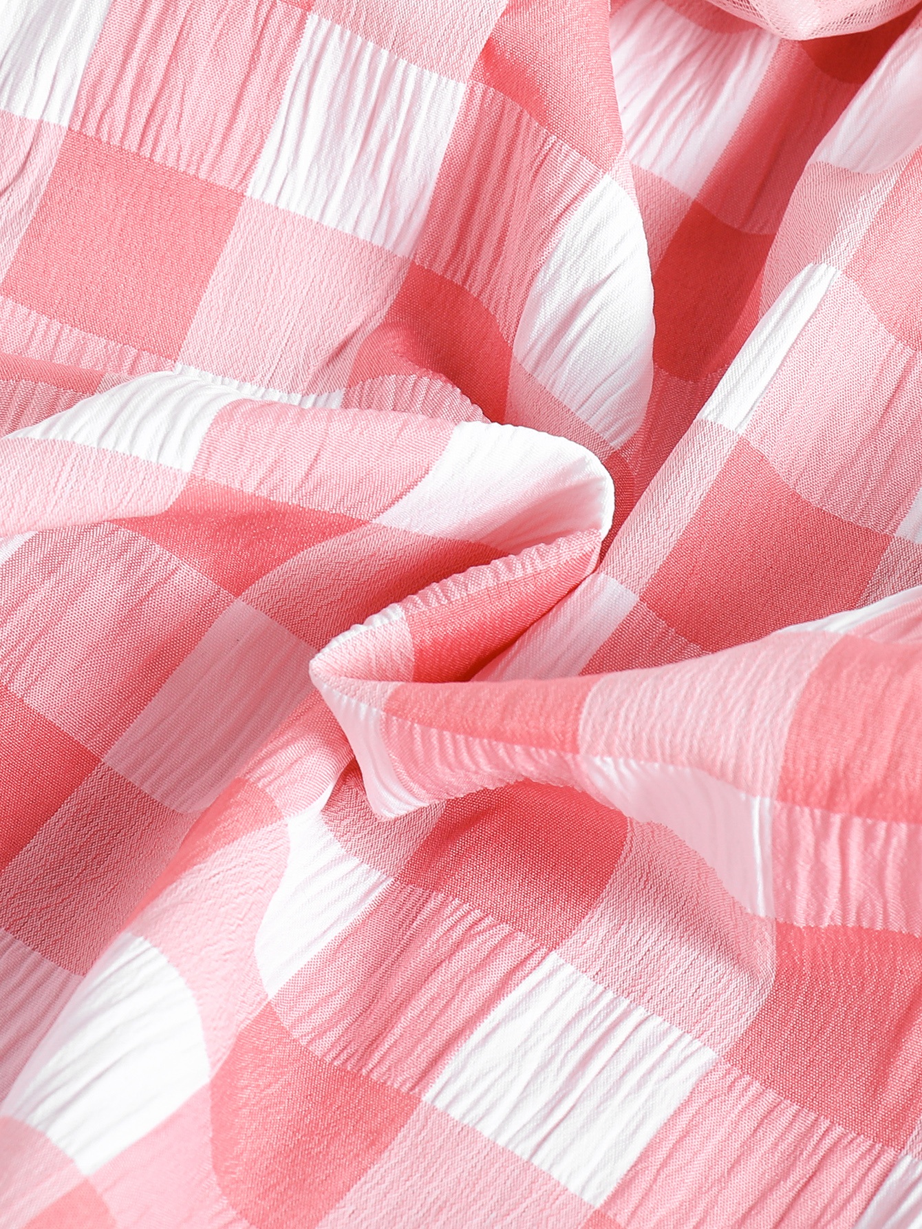 Pink Gingham A-Line Knee-Length Dress