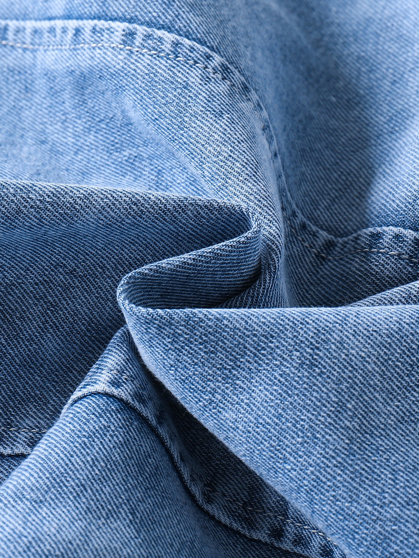 Blue Denim Puff Sleeves Dress