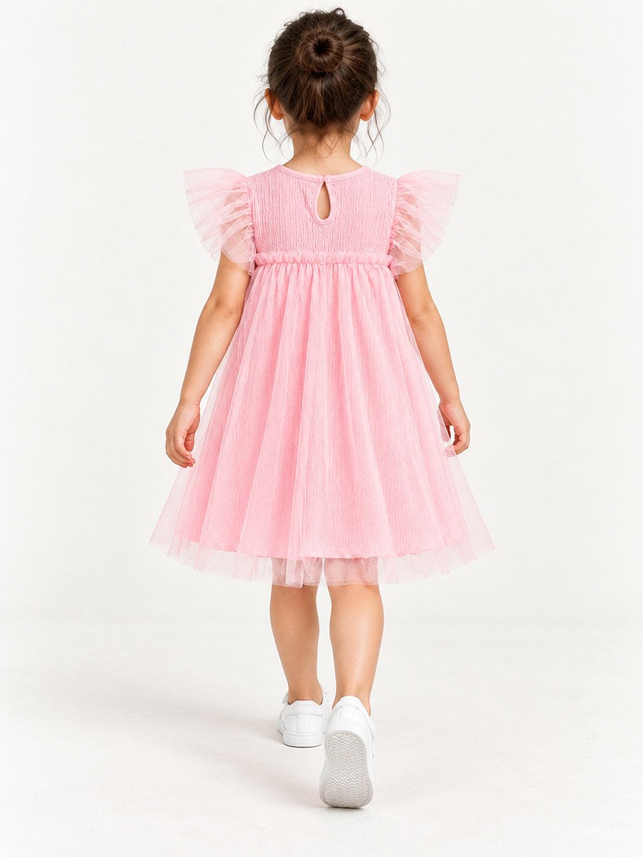 Pink Tulle Bow Accent Dress