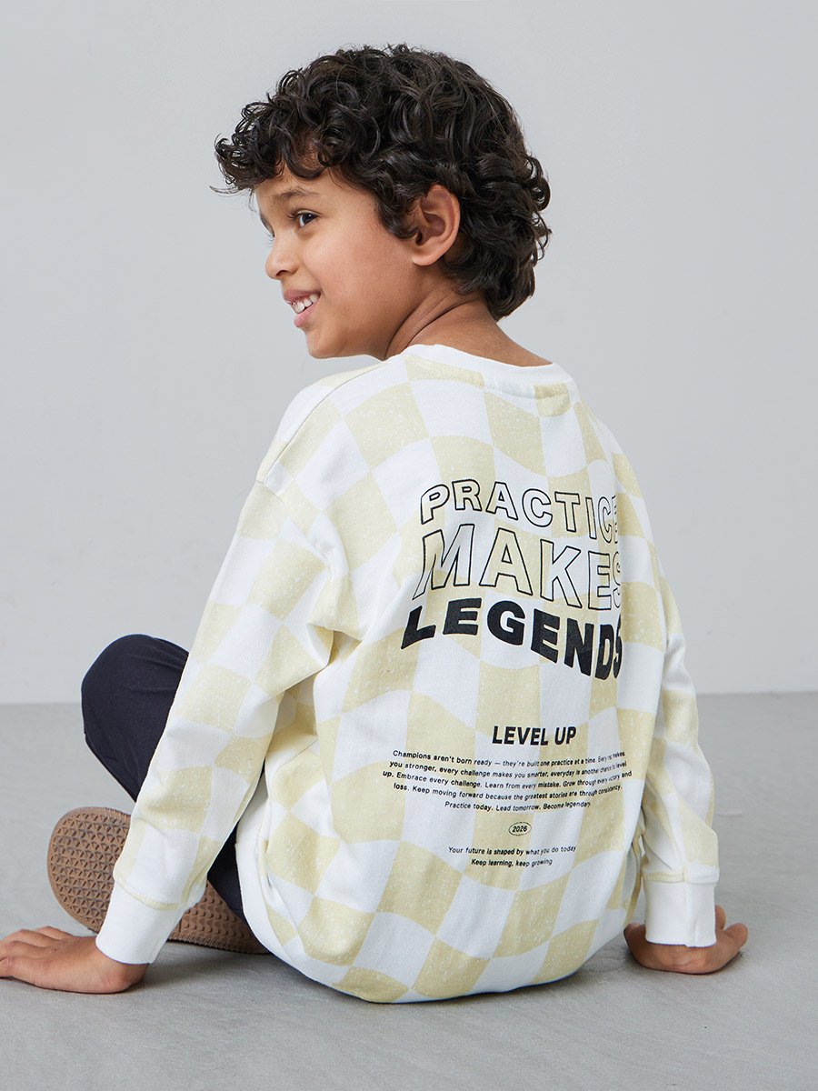 Boys Checkered Printed Cotton Sweatshirt