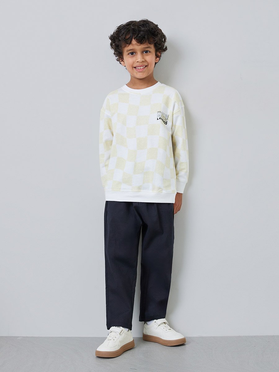 Boys Checkered Printed Cotton Sweatshirt