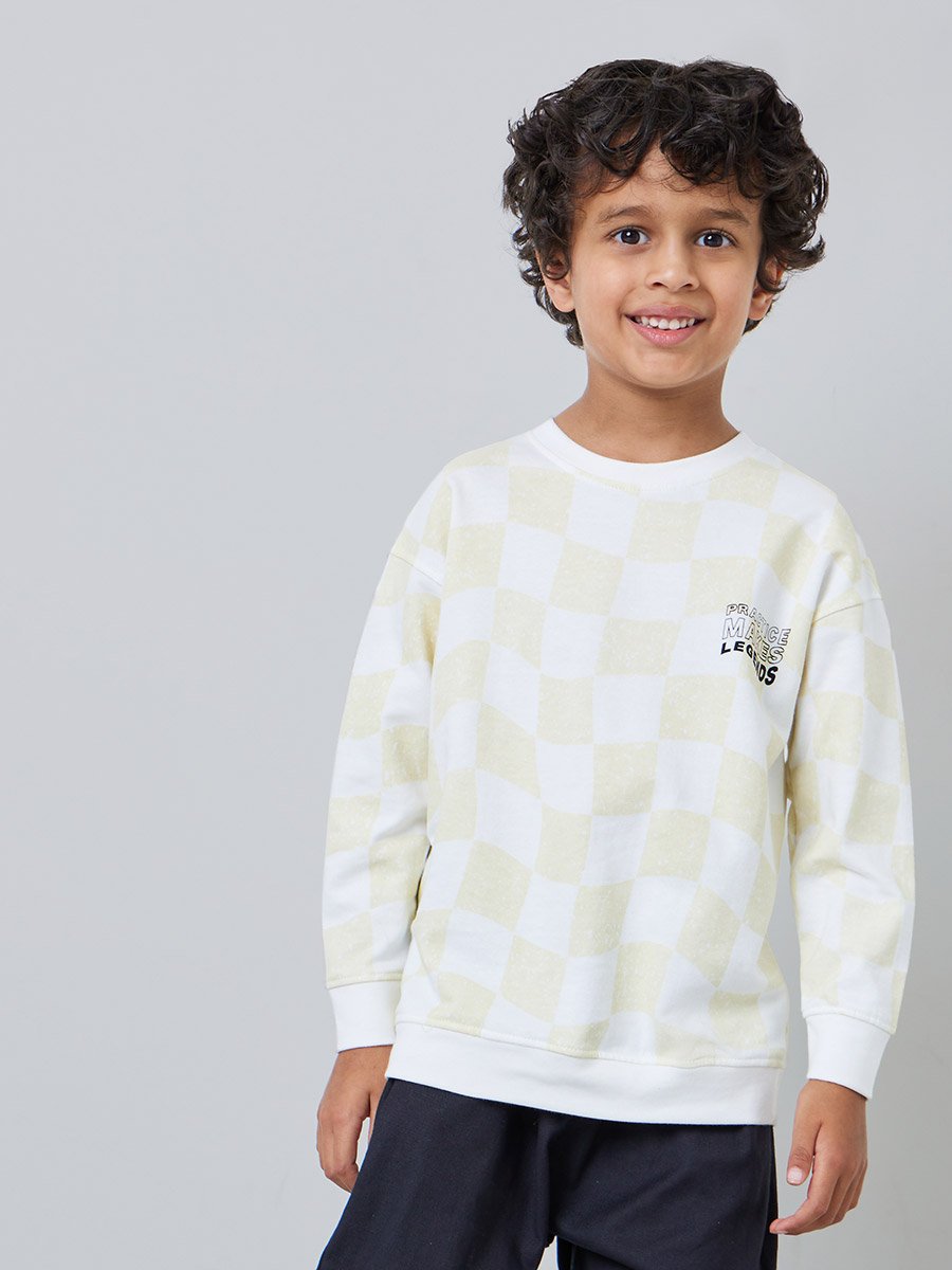 Boys Checkered Printed Cotton Sweatshirt