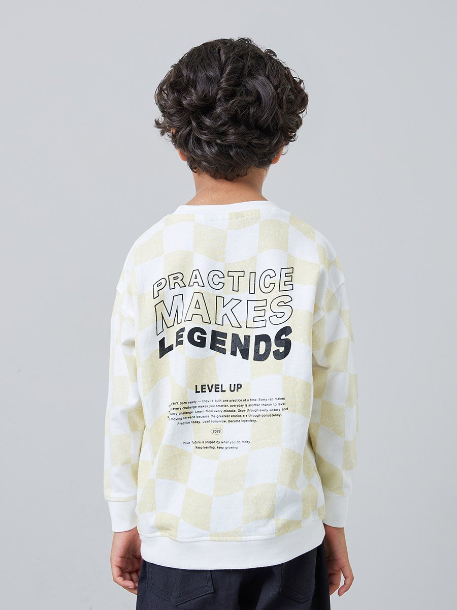 Boys Checkered Printed Cotton Sweatshirt