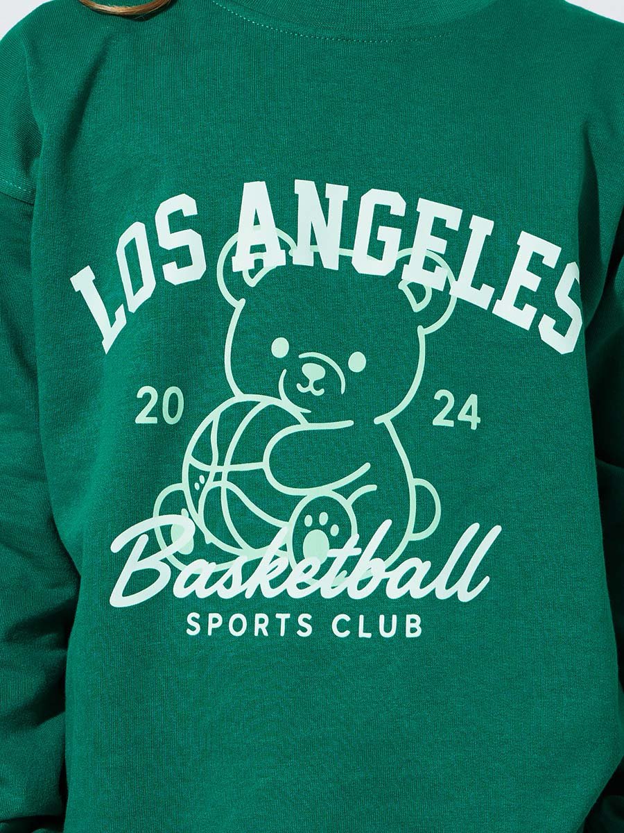 Girls Green Graphic Print Regular Fit Sweatshirt