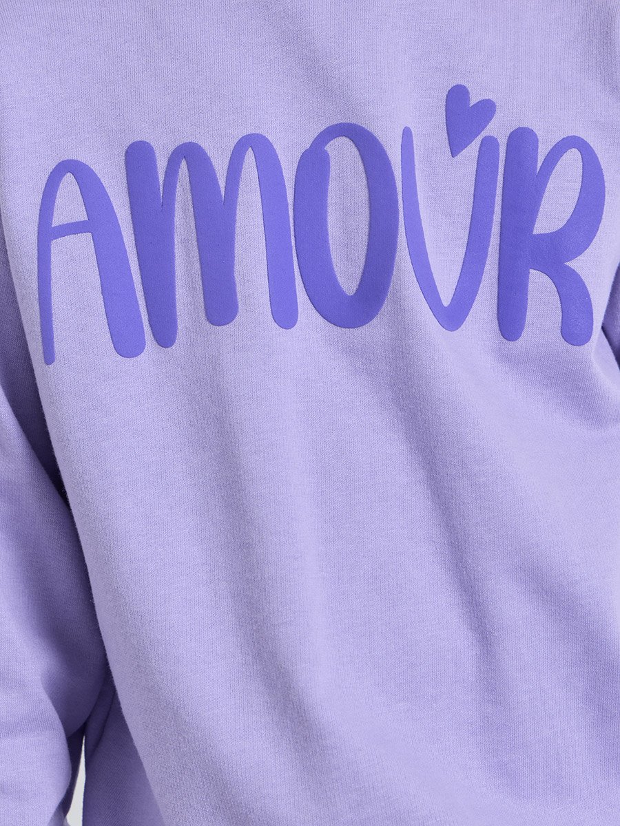 Girls Lilac Cotton Drop Shoulder Sweatshirt