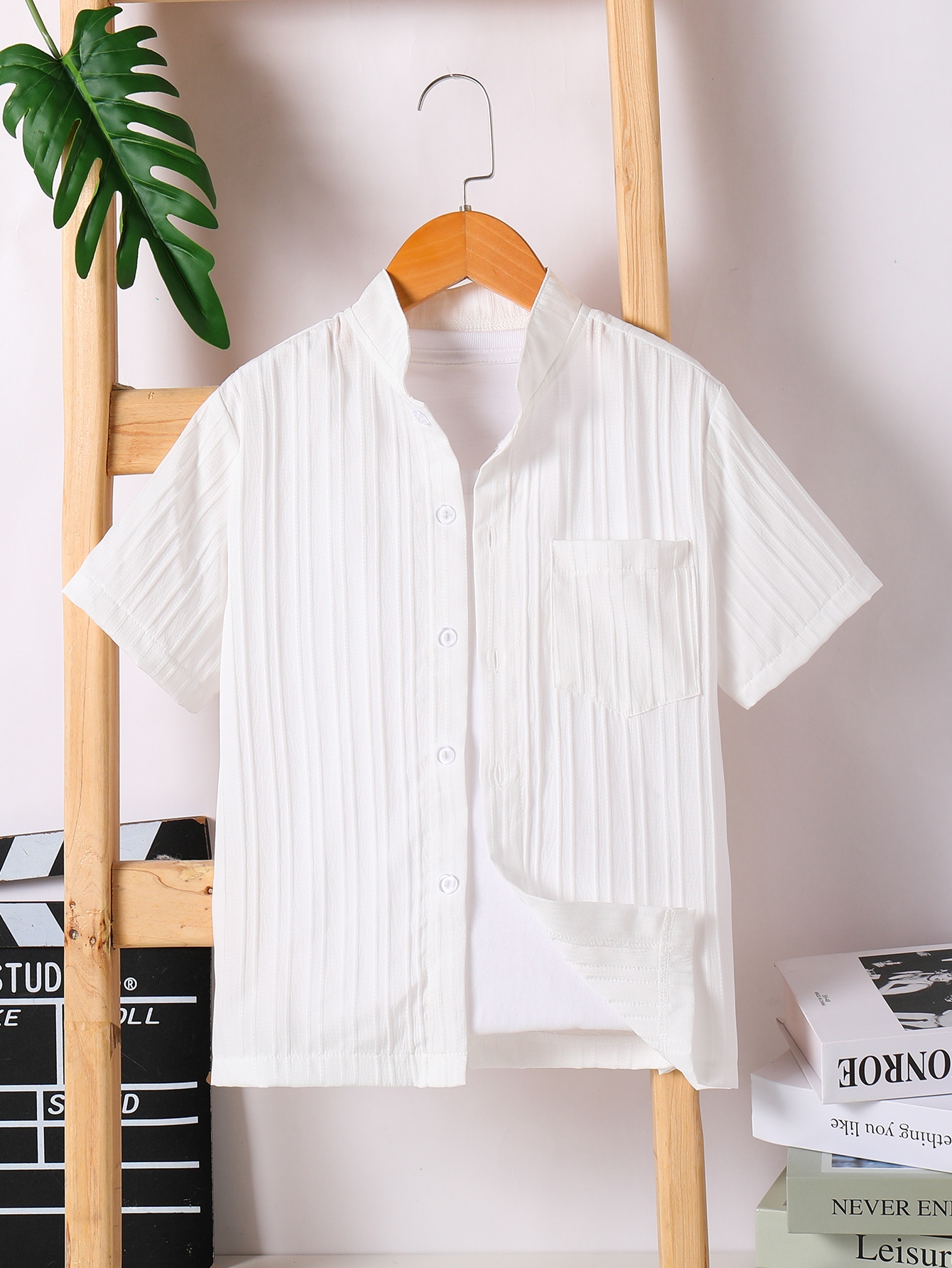 Boys Off-White Short Sleeve Collared Shirt
