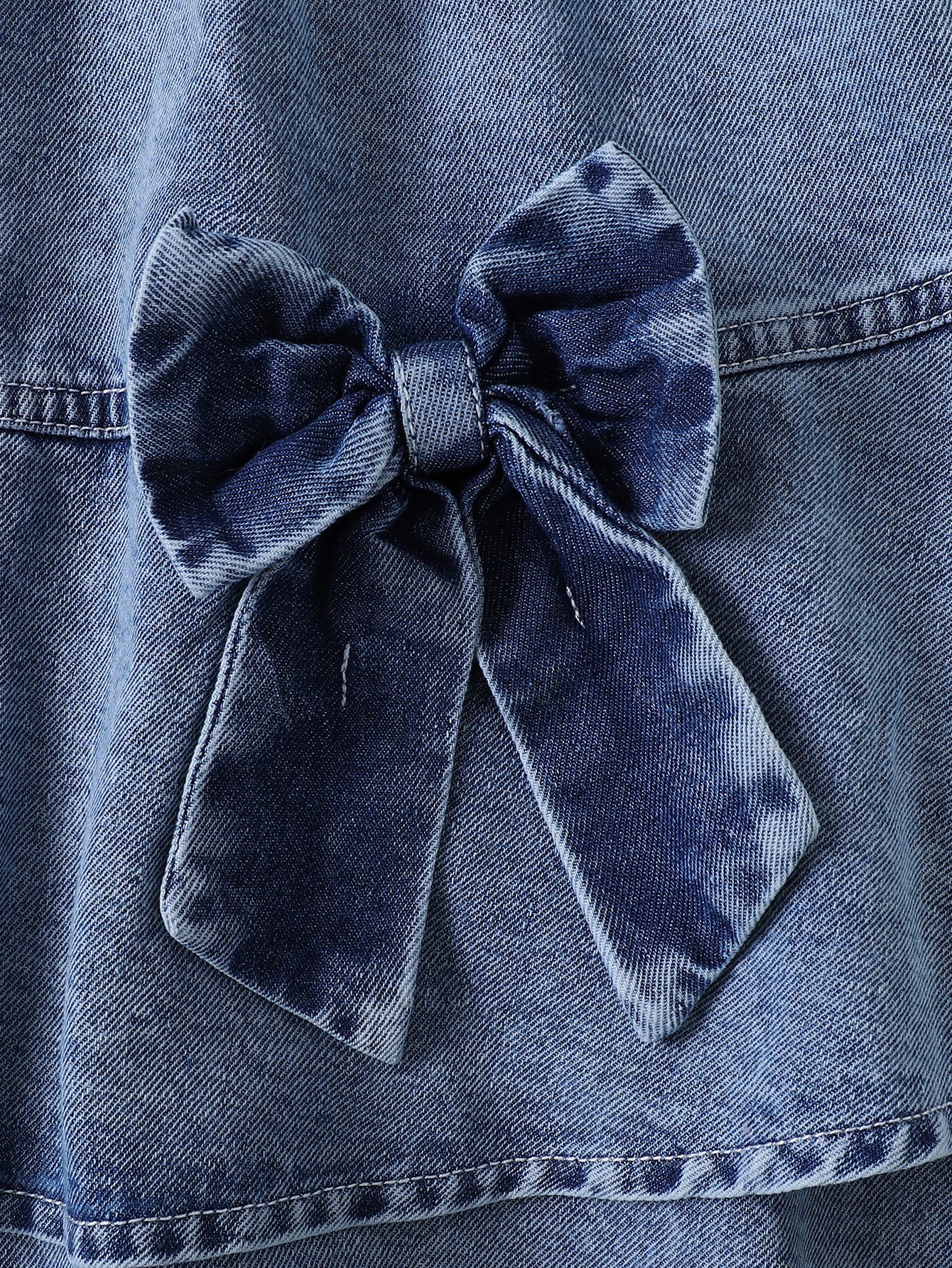 Girls Tiered Denim Skirt With Bow Details