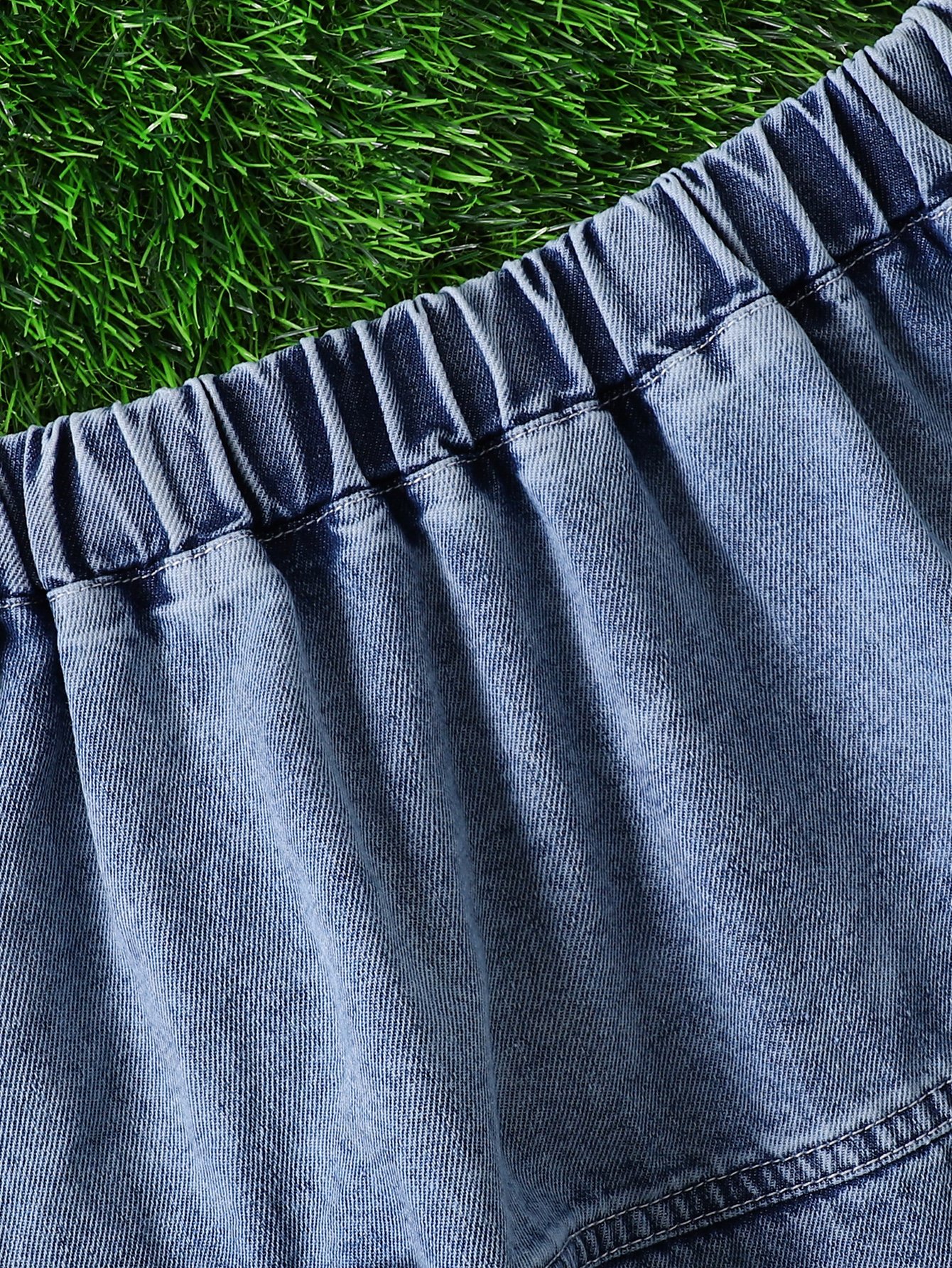 Girls Tiered Denim Skirt With Bow Details