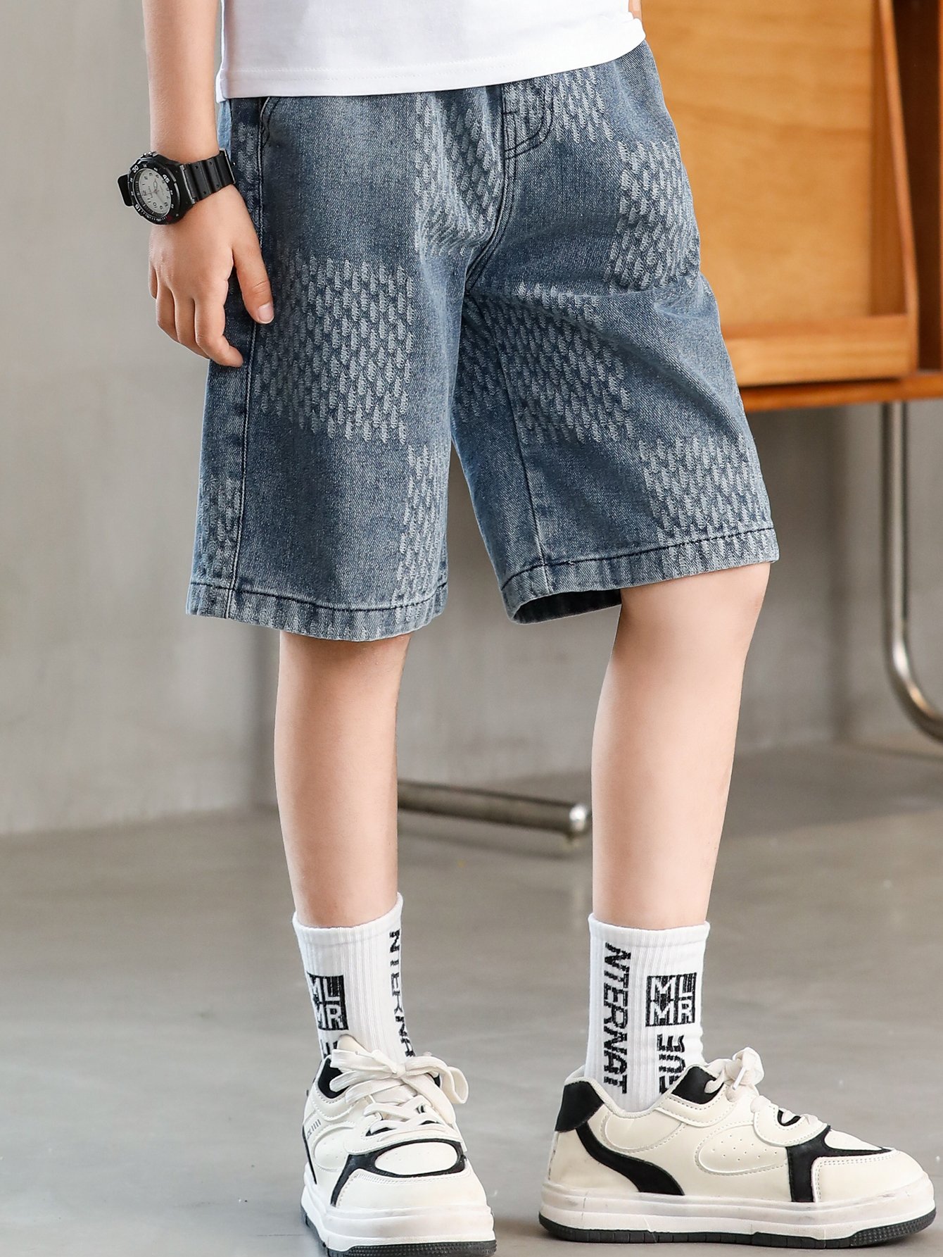 Boys Blue Cotton Blend Denim Shorts