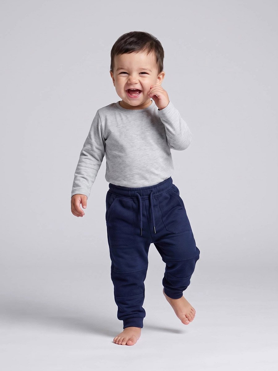 Baby Boy Navy Blue Pull On Joggers with Knee Patch