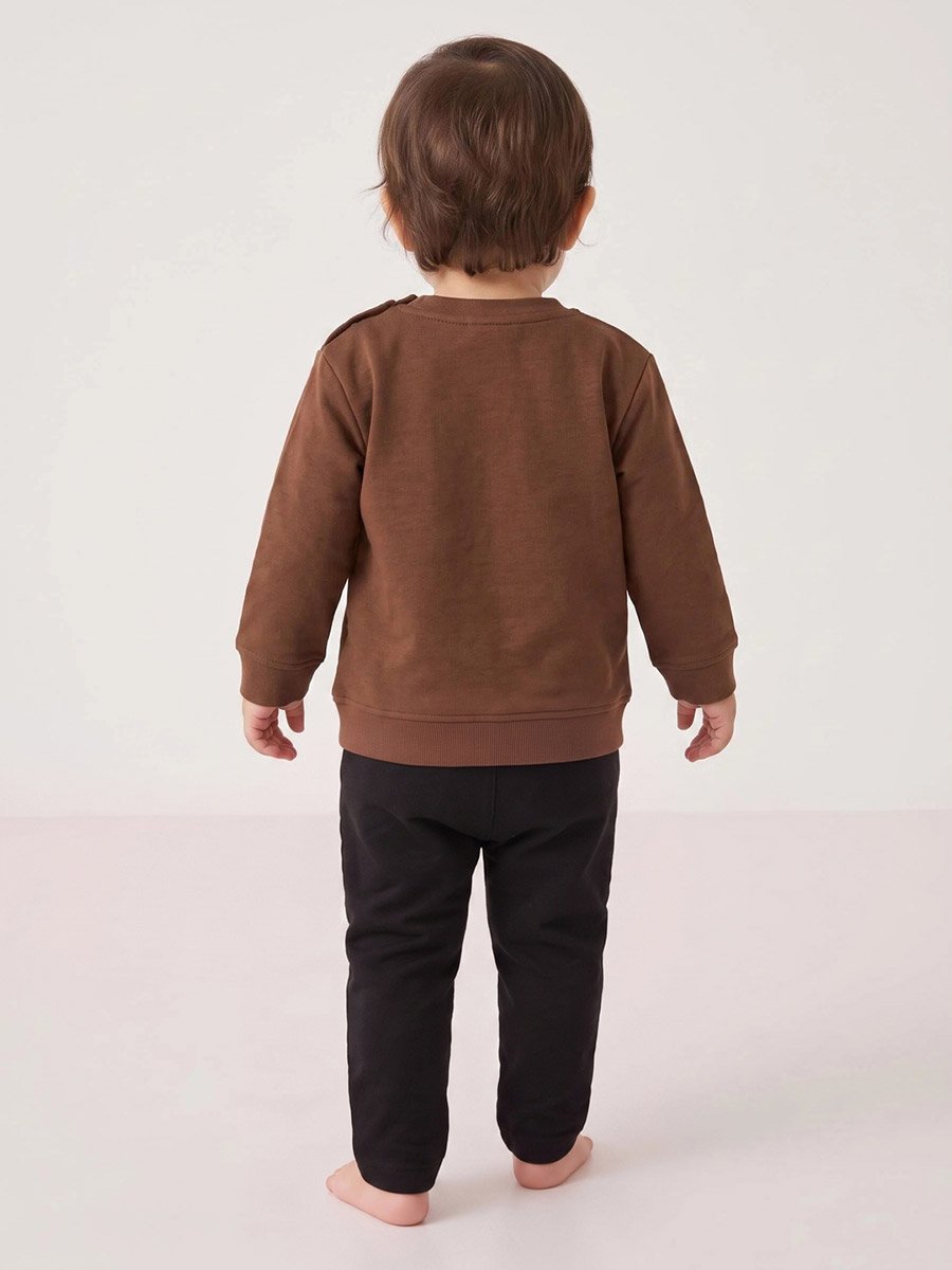 Baby Boy Brown Graphic Print Regular Fit Sweatshirt