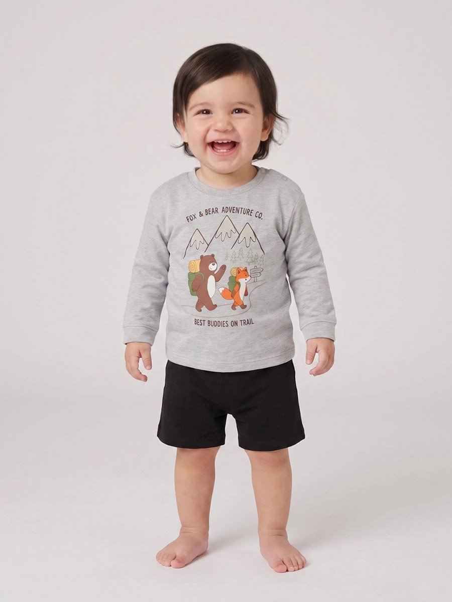 Baby Boy Grey Graphic Print Regular Fit Sweatshirt