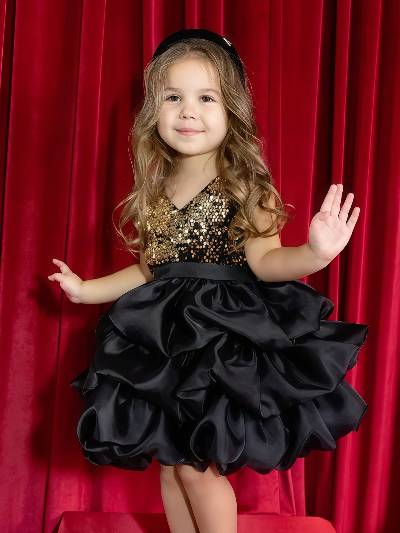 Black A-Line Knee-Length Dress