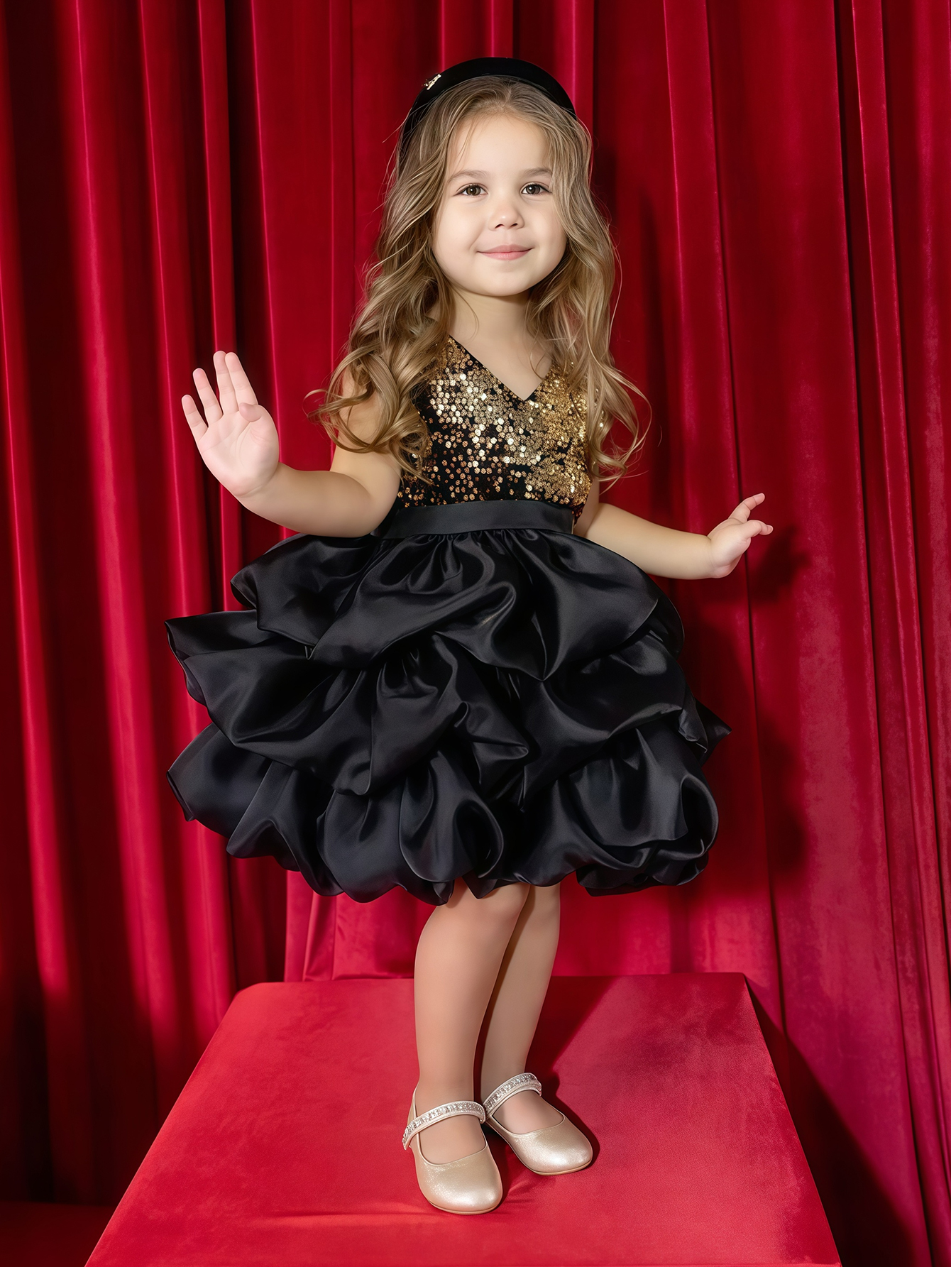 Black A-Line Knee-Length Dress
