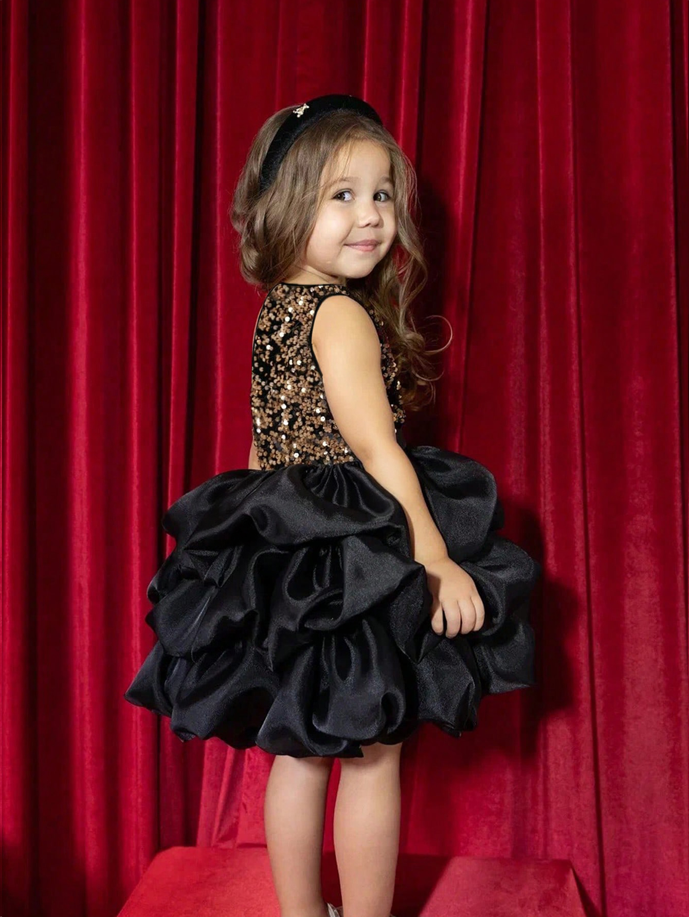 Black A-Line Knee-Length Dress