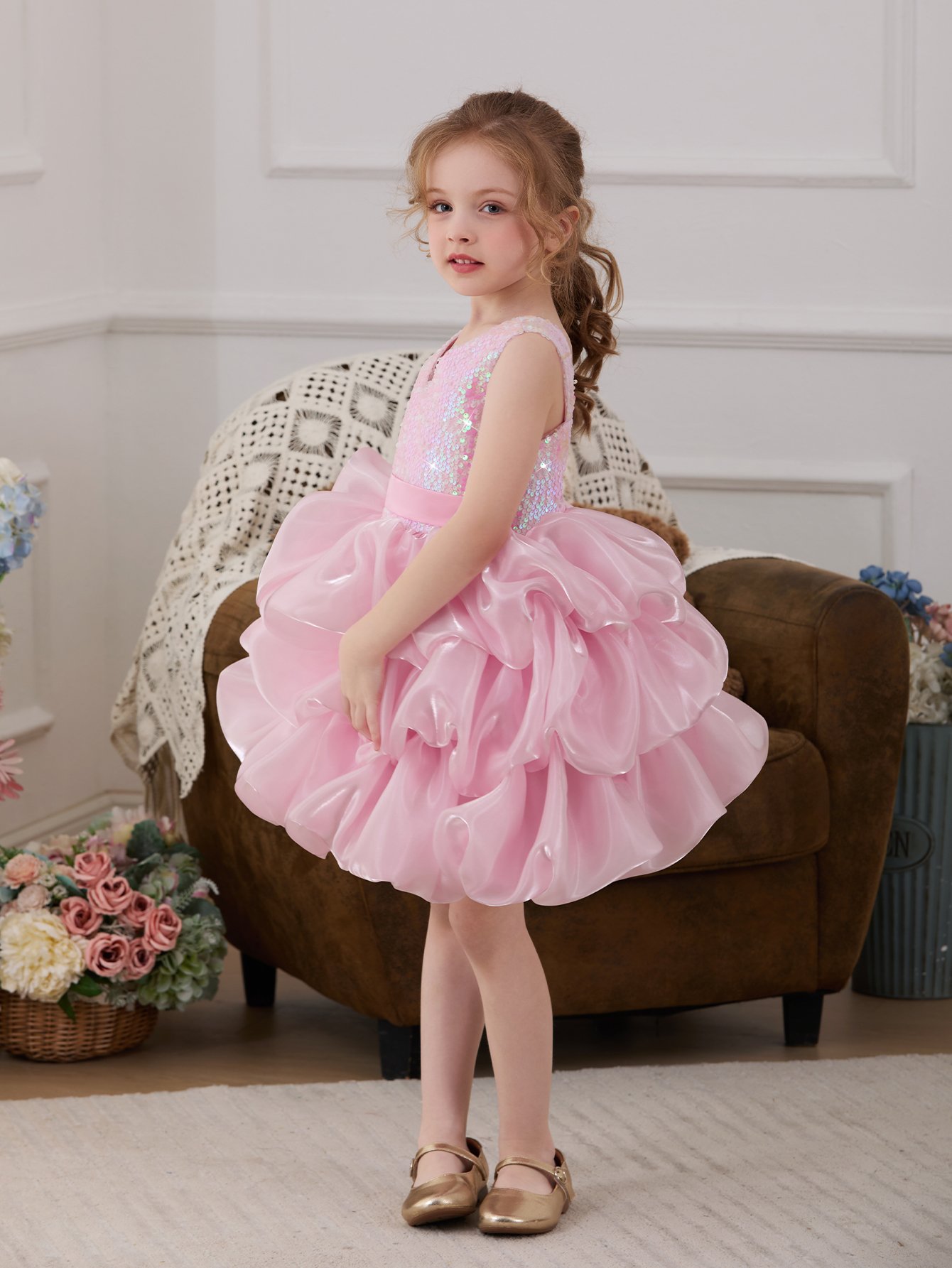 Pink Embellished A-Line Dress