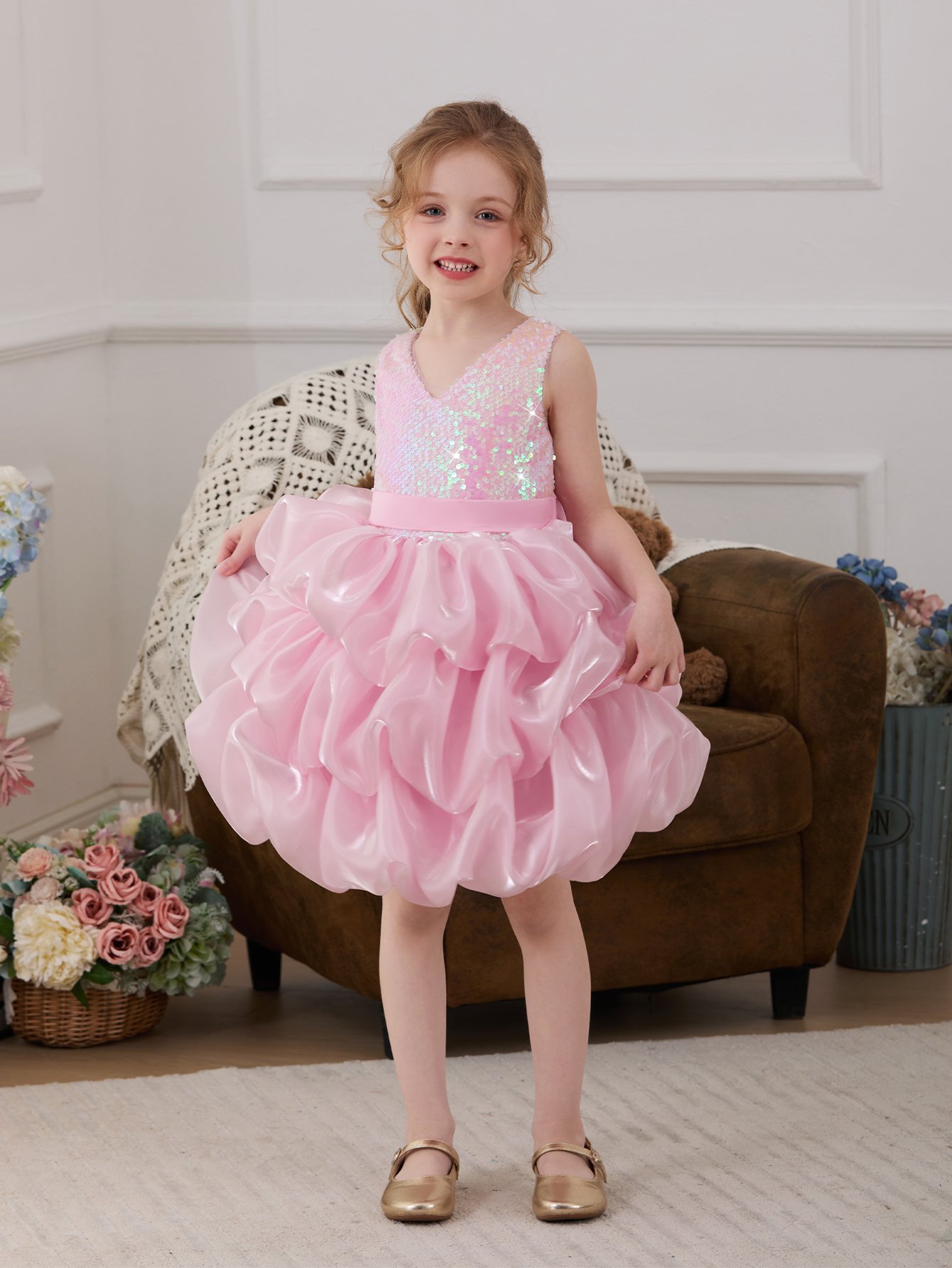Pink Embellished A-Line Dress