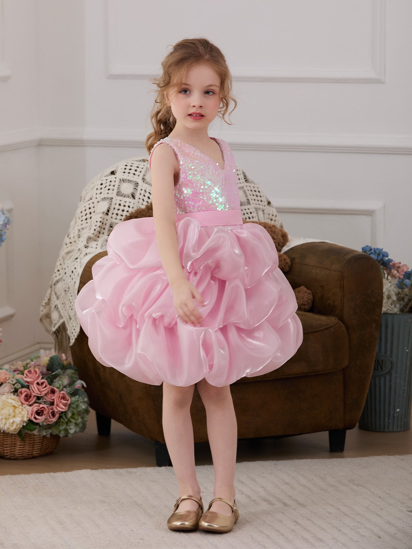 Pink Embellished A-Line Dress