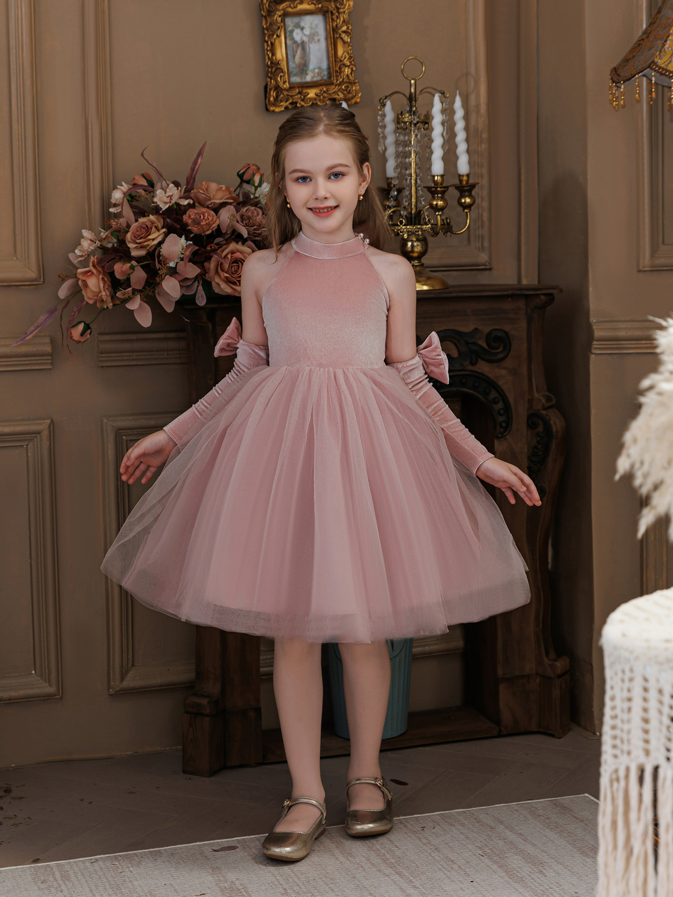 Pink Knee-Length A-Line Dress