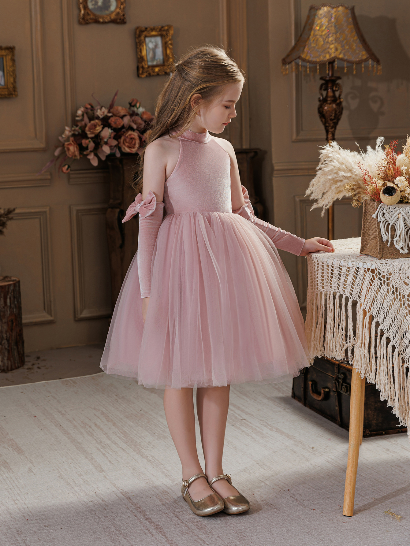 Pink Knee-Length A-Line Dress
