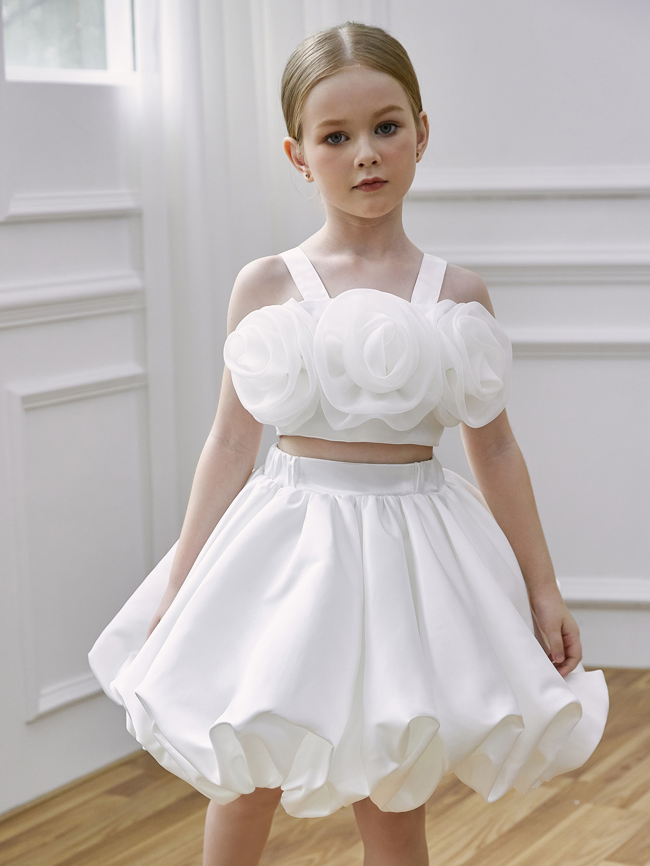 White A-Line Knee-Length Dress 