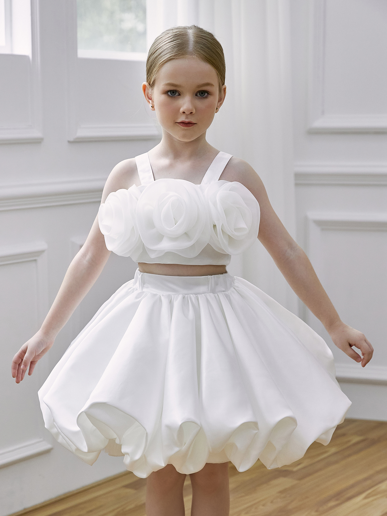 White A-Line Knee-Length Dress 
