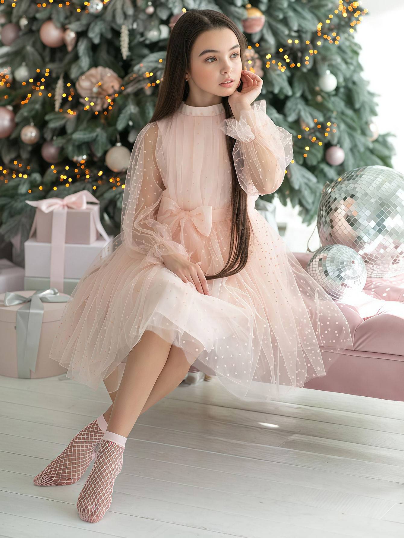 Pink Knee-Length A-Line Dress