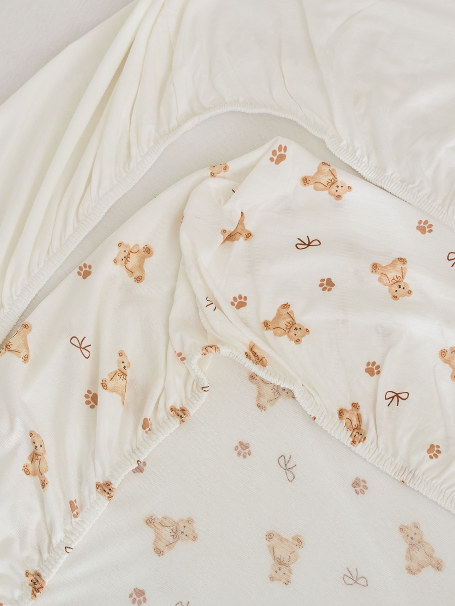 Pack of 2 Baby Fitted Sheet with Assorted Print, 70x130 cm