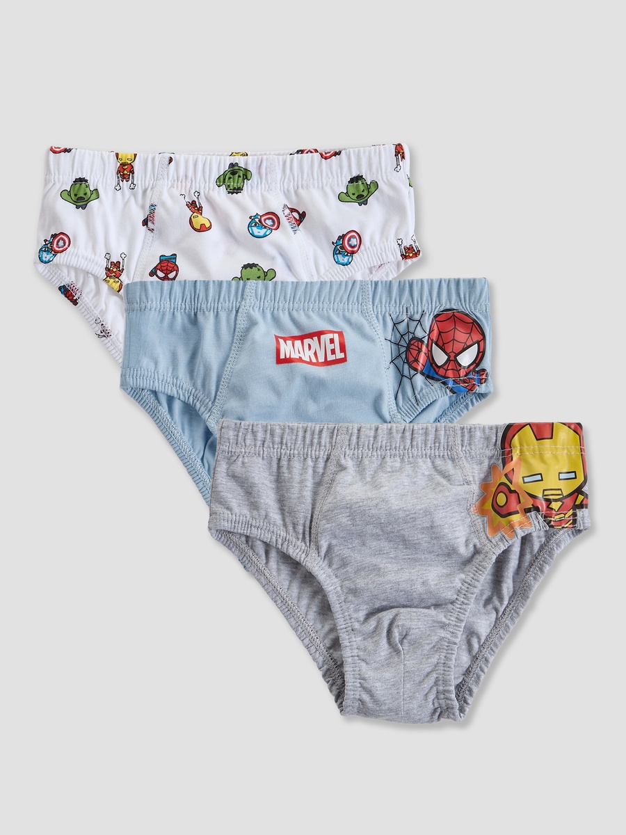 Pack of 3 Cotton Briefs with Avengers Print