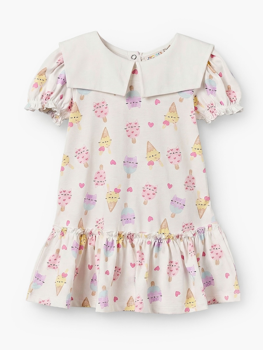 Pack of 2 Short Sleeves Drop Waist Dress with Ice Cream Print